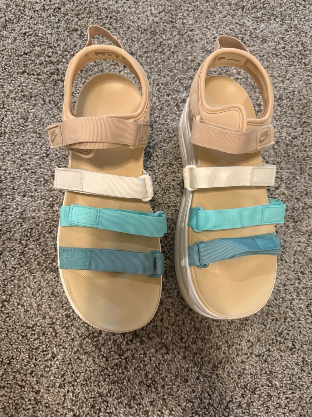 Nike Women's Multi-Color Beige and Aqua Strap Sandals - Picture 3 of 8